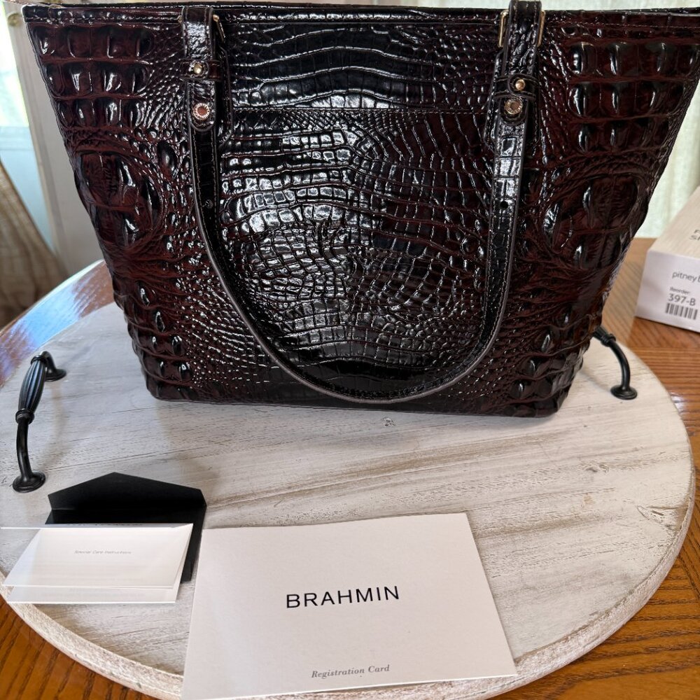 Brahmin Medium Asher Cocoa Melbourne Leather Tote - image 4